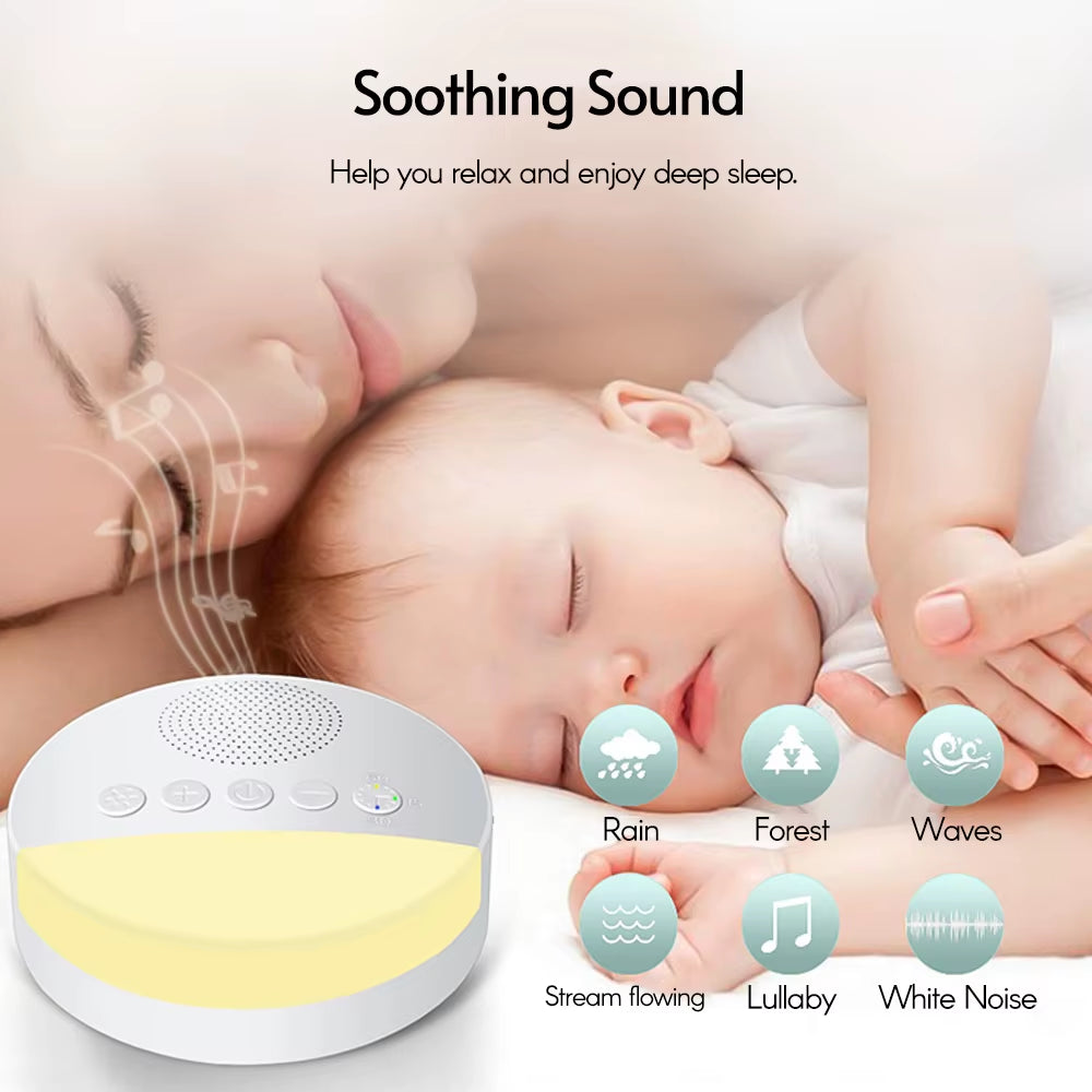 Baby White Noise Machine – USB Rechargeable Sleep Sound Player with Timer & Night Light